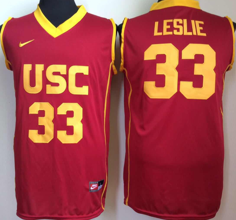 NCAA Men USC Trojans Red #33 leslie->ncaa teams->NCAA Jersey